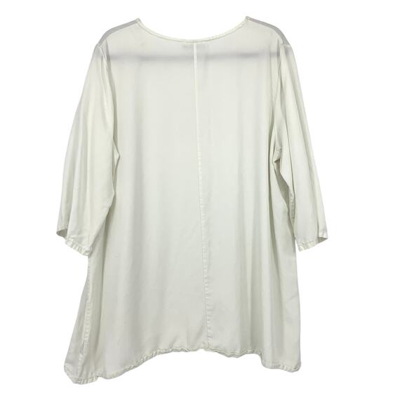 Bryn Walker 3/4 Sleeve Tencel Top Womens Size Medium White Scoop Neck - Picture 2 of 8